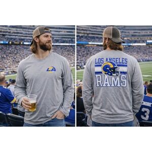 NFL Los Angeles Rams T-Shirt 3XL Long Sleeve Gray Football Graphic Tee